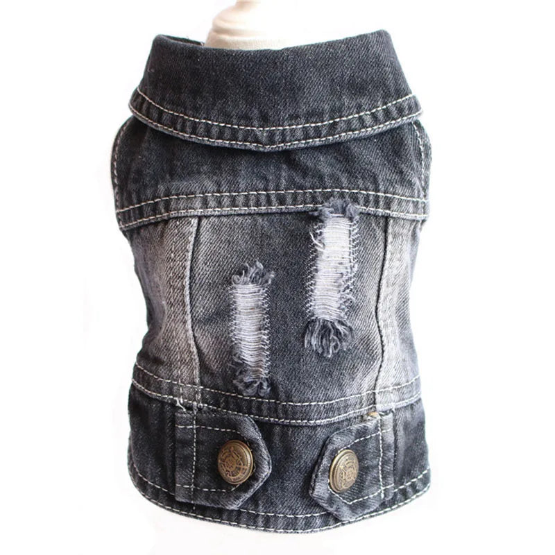 Cat Denim Vest - Casual Jeans Jacket for Small & Medium Cats