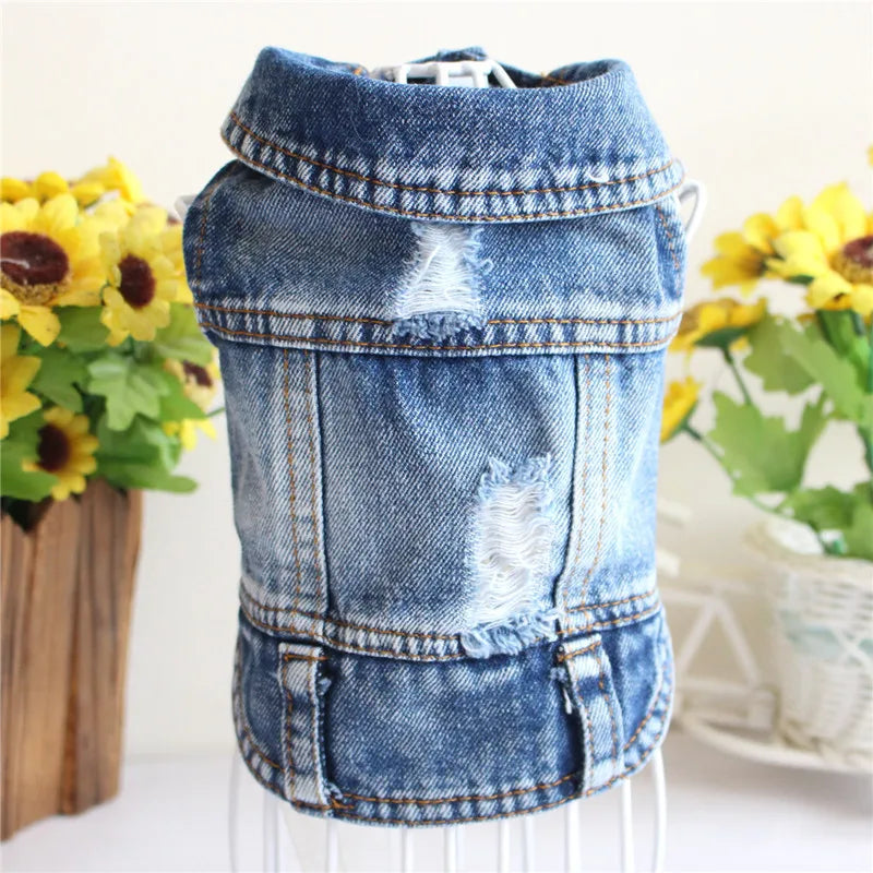 Cat Denim Vest - Casual Jeans Jacket for Small & Medium Cats