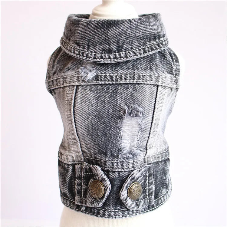 Cat Denim Vest - Casual Jeans Jacket for Small & Medium Cats