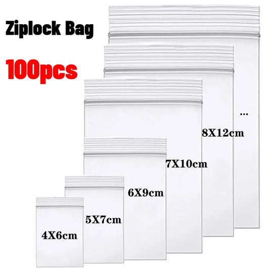 100pcs Clear Ziplock Storage Bags – Jewelry & Food Safe