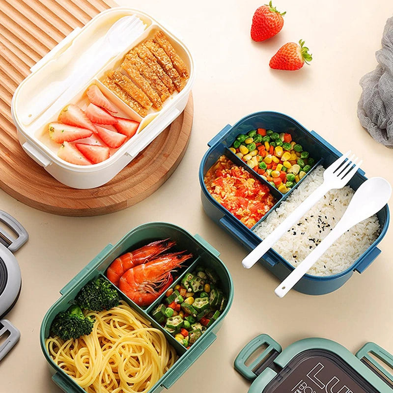 2-Layer Leakproof Bento Lunch Box with Spoon & Fork