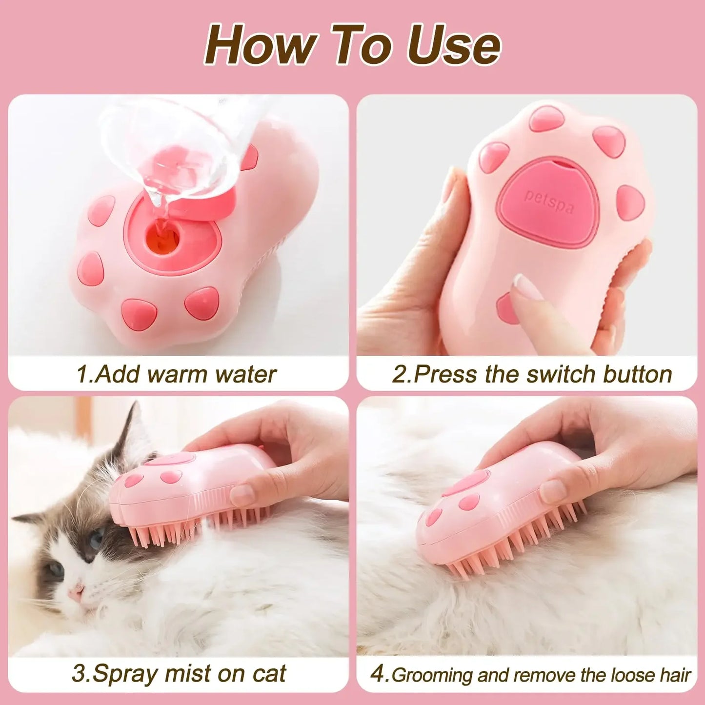 3-in-1 Electric Pet Brush - Grooming, Massage & Hair Removal