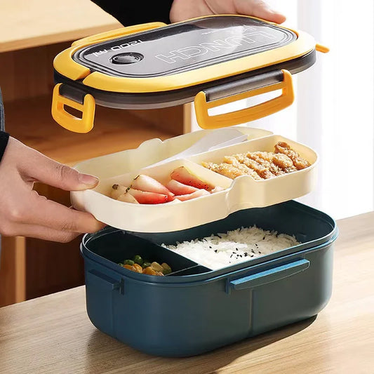 2-Layer Leakproof Bento Lunch Box with Spoon & Fork