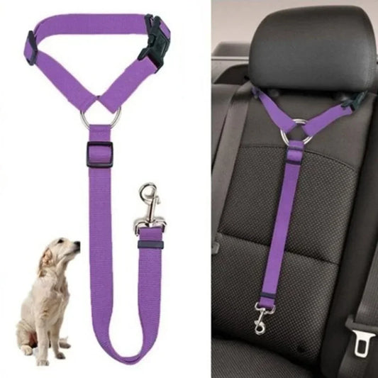 2-in-1 Pet Car Seat Belt - Adjustable Nylon Leash for Dogs